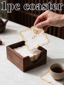 4入藍色方形蝴蝶刺繡聚酯纖維杯墊，可水洗桌飾防滑餐墊，防水防油，適用餐廳、咖啡廳、民宿，適合下午茶、節日、派對、聚會、生日、婚禮、晚餐 - 彩色 - 查看 12