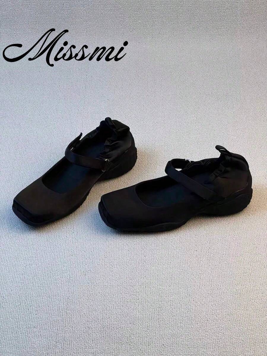 Design-Driven Functional Ballet Sneakers For Women 2025 New Thick Sole Mary Jane Shoes - Black - View 1