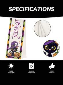 1pc, Halloween-Themed Table Runner, Microwave Dust Cover, Protective Cover, Rectangular Tablecloth, Washable, Suitable For Family Dinners, Coffee Tables, Kitchen And Dining Room Decorations, Table Decorations, Party And Scene Decorations, Home Decor, Outdoor Patio Table Runner Decorations, Entryway Decorations, Fireplace Mantle Decorations. - Multicolor - View 9