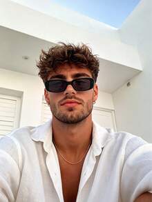 1 Pair Men's Modern Style Geometric Pattern Sunglasses, Perfect Blend Of Minimalist Design And Vintage Charm, Suitable For Vacation, Party, Daily Wear, Fits All Face Shapes - Multicolor - View 4