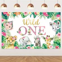 1pc "Wild One" Backdrop With Jungle Animal Pattern, Suitable For 1st Birthday Celebration, Green And Gold Decoration. This Banner Is Perfect For Photo Shoots - Jungle Animal Party - View 18