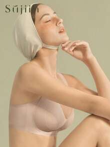 SUJIIN Women's Plus Size Jelly Comfortable Full Coverage Soft Support Push-Up Wireless Seamless Elastic Bra MX219 - Baby Pink - View 3