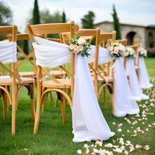 1/2/6pcs White Wedding Backdrop Curtain, White Milk Silk Background Cloth - White - View 5