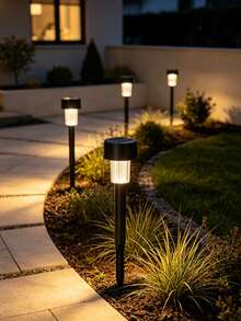 1/5/10/12pcs Black Plastic Solar Path Lights, LED Solar Lawn Lights, Waterproof Outdoor Ground Stake Lights, Suitable For Garden, Yard, Patio, Walkway, Backyard Landscape Decorative Lighting - Black - View 3