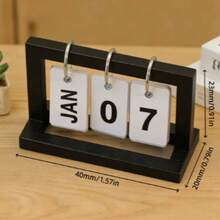 1pc Modern Minimalist Wooden Flip Calendar Perpetual Calendar Bedroom Desk Ornament Holiday Gift Decorative Table Calendar - Multi-color - View 7