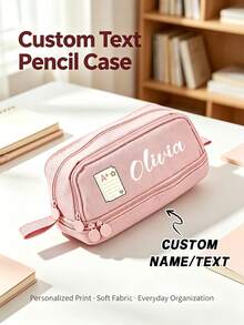 Customized Pencil Case, Pencil Bag, Stationery Storage Bag, Exquisite Floral & Letter Pattern, Large Capacity Three-Layer Design, Suitable For Student Stationery Storage, Personalized Display, School Use And Holiday Gift - Multicolor - View 4