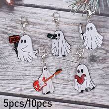 5pcs/10pcs Unique Ghost Keychain Set, Suitable For Handbags, Phones, Cars, Backpack Decoration, For Men And Women. Perfect For Birthday Gifts, Halloween Gifts, Party Decorations, Party Favors, Commemorative Gifts. - Multicolor - View 3