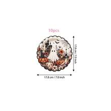 10/20/40入 復古萬聖節波浪邊一次性紙盤，可愛花卉幽靈與南瓜印花 7英吋與9英吋餐盤，詭譎秋季派對餐具，適合萬聖節派對、不給糖就搗蛋、秋季聚會與甜點桌裝飾 - 黑白南瓜 - 查看 11