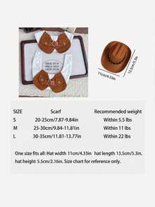 Conjunto de 2 piezas de bufanda y mini sombrero estilo retro occidental para gatos y perros, para mascotas pequeñas a medianas, accesorios para fotos y salidas - Multicolor - Ver 8