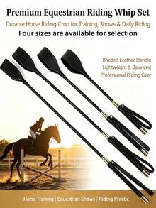 Equestrian Training Supplies, Durable Short Horse Whip, Suitable For Training, Competition And Daily Riding; Equestrian Training Horse Whip; Party Performance Horse Whip, Solid Horse Whip, 1pc. Premium Equestrian Riding Horse Whip - Black - View 2