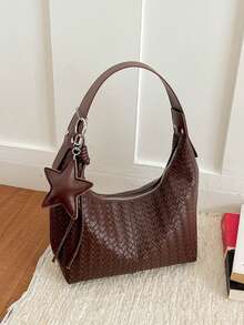 Personalized Woven Shoulder Bag With Niche Design, Fashionable And Elegant Style Armpit Bag, Exquisite Daily Use Suitable For Commuting And Dating - Coffee - View 9
