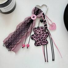 Gantungan Kunci Motif Leopard Beruang Renda Hati Gaya Retro Baddie untuk Tas Ransel dan Dompet, Aksesori Tas Tangan - MultiWarna - View 7