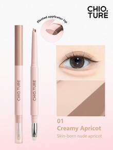CHIOTURE Pensil Eyeliner Aegyo-Sal 2-in-1 Dua Warna, Anti Keringat & Tahan Air, Untuk Menggambar Garis Bulu Mata Bawah, Efek Makeup Alami Tahan Lama, Cocok Untuk Pemula Makeup - 01 Aprikot Krim - View 1