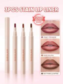 SHEGLAM [3Pcs] True Stain Transfer-Proof Liquid Lip Liner Bundle Set - 110 Pinky Promise;012 Bare Blush;505 But First,Coffee - View 1