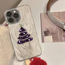 Premium Purple Christmas Tree Phone Case Compatible With Apple 16 Pro Max 14 Plus 15 Pro 13 Feather Yarn 12 11 - Multicolor - View 4