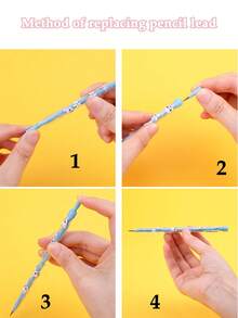 Cute Dog Non-Sharpening Mechanical Pencil Set, 4pcs Stackable HB Pencils With Eraser + 96 Refill Cores For School Student - Multicolor - View 9