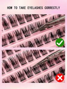 Asiteo 10 Rows 120pcs D Curl Single Cluster False Eyelashes 8-16mm DIY Lash Clusters Ultra Fluffy Natural Look Reusable Single Cluster Lash Extension Kit Suitable For Home Or On-The-Go Use Daily, Wedding, Date, Party, Travel, Spring - D - View 4