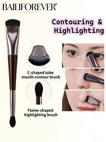 BAILIFOREVER 1/2pcs Dual-Ended Contour Brush/Highlighter Brush Dual-Ended Makeup Brush - Mocha Brown - View 5