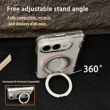 Casing Ponsel Lipat Anti-Kuning Bening Kristal dengan Perlindungan Engsel Pegas, Penyangga Putar 360°, Mendukung Pengisian Daya Nirkabel Magnetik, Kompatibel dengan Galaxy Z Fold 8/Fold 8 Ultra/Fold 7/Fold 6, Kompatibel dengan iPhone Ultra Fold - Clear - View 3
