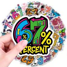 50pcs 67 Theme & Internet Slang Aesthetic Stickers | Perfect For Decorating Water Bottles, Laptops, Skateboards, And Luggage - Vinyl Stickers For Phone Cases And Tablets - Multicolor - View 7