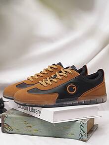 Sepatu Skate Pria Model Low-Top Bertali, Gaya, Sol Karet Tahan Aus, Cocok Untuk Pemakaian Sehari-hari dan Aktivitas Lari dan Kebugaran - Coklat - View 2