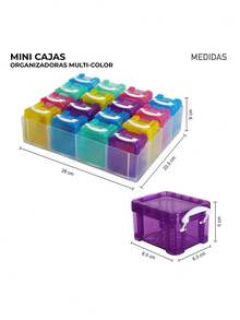 AG BOX Set De 16 Mini Cajas Organizadoras Transparentes De Colores Con Tapa Y Broches Almacenamiento Apilable Para Manualidades, Cuentas, Joyería, Costura Y Papelería De Escritorio - Multicolor - Ver 6