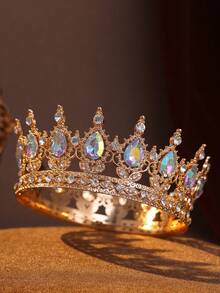 Sparkling Clear Crystal Full Crown, High-Quality Silver Tone Bridal Tiara For Special Occasions - Multicolor - View 27