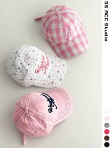 Brown Soft Top Student Personalized Letter Embroidered Minimalist Embroidered College Style Cute Sweet Plaid Baseball Cap Women Spring Summer Thin Long Brim Sun Protection Street Baseball Cap Plaid Baseball Cap American British College Style Unisex Large Head Circumference Sun Protection Sports Baseball Cap - Multicolor - View 6