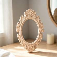 1pc Creative European Style Unpainted Wooden Carved Photo Frame Mirror Frame Home Decor, Unpainted Wood Material, Woodworking Supplies, Scrollwork, Suitable For Wedding Decoration - Home Decor - Holiday Gift - Multicolor - View 5