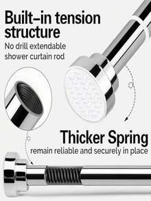 1pc Extra Long Stainless Steel Telescopic Shower Curtain Rod, Curtain Rod, Door Curtain, Wardrobe Rod, Shower Curtain Rod, Tension Rod, Clothes Drying Rod, Pull Curtain Rod, Window Curtain Rod, Wardrobe Hanging Rod, Extendable Rod, Laundry Drying Rod, Hanging Rod Bracket, Kitchen Utensil Storage Rod, Black Room Divider, Spring Curtain Rod, Spring Shower Curtain Rod, No Drilling Required, Adjustable Bathroom Divider Spring Rod - A - View 6