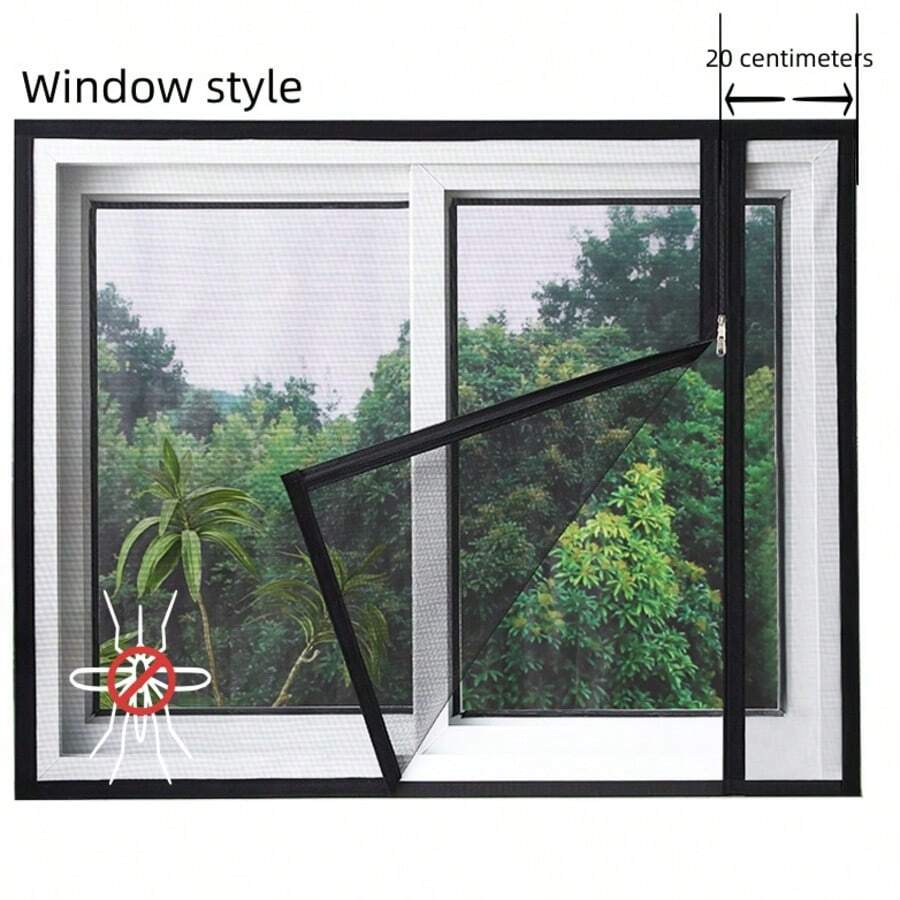 Black Mesh Screen With Black Trim And Right-Side Zipper, Customizable Size, Easy To Open And Close, Secure Mosquito Protection For Home Peace - Black Mesh With Black Trim, Right-side Zipper - View 1