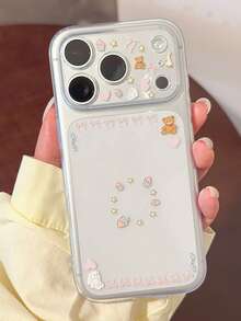 Ins Creative DIY Lens Protector Tempered Glass Film + Stickers + Tweezers Set, Compatible With Iphone 17 Pro Max Phone Lens Film, Niche Cute Illustration High-Definition Anti-Scratch Apple Phone Protective Film - Checkered Bear - View 5