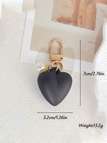 Cute Heart Shape Keychain With Pearl Charm, Fashion Bag Pendant Ornament, Metal Buckle Key Accessory For Women Girls Gift - Multicolor - View 8