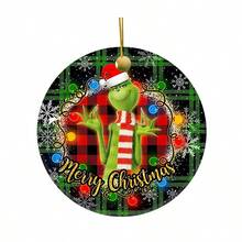 The Grinch The 12/6/2Pcs Acrylic Round ‑Themed Christmas Tree Hanging Ornament, Plaid & Festive Print Pattern, Perfect For Christmas Home Decor, And Ideal As Xmas Tree Decoration And Holiday Creative Gift. - Multicolor - View 6