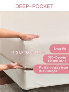 HONEYMOON 1pc Solid Color Soft Fitted Sheet 100% Polyester Fabric Lightweight Cloud-Like Touch Bedding Mattress Cover, Suitable For 9-12 Inch Deep Mattress, Soft Breathable Machine Washable, Shrink-Resistant, All Season, Four Corners Elastic, Different Sizes Suitable For Home And Dorm, Back To School Dorm Essential, Beige - Beige - View 5