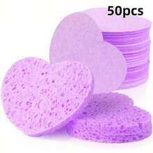 20/30/50PCS Heart-Shaped Compressed Facial Cleansing Sponges, Soft Face Wash Pads For Makeup Removal, Gentle Exfoliating & Daily Skincare, Multiple Colors - Multicolor - View 22