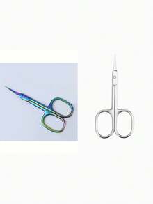 Professional Small Beauty Scissors - Suitable For Eyebrows, Eyelashes And Dry Skin, Coated Cuticle Scissors, Ultra-Thin Curved Blade, Multi-Function Stainless Steel Small Scissors, Random Color. - Multicolor - View 6