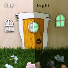 1 Set Miniature Fairy Door, Window, Yard And Garden Decor, Vintage Glow-In-The-Dark Door, Mini Fluorescent Fairy Elf Door Miniature Scene - Elf Gate - View 1
