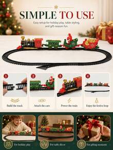 Christmas Train Set With Lights And Sound, Electric Train Locomotive Model With Track, Christmas Tree Decoration, Children's Toy Gift Creative Train Set - Locomotive + 3 Cars + Tracks - View 10