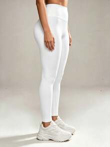 Hotalk Women's High Waist Leggings, Tummy Control & Butt Lifting, Soft & Silky Fabric, Suitable For Sports, Running And Daily Commute - White - View 5