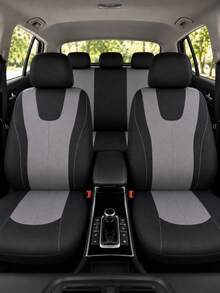 Juego de 9 piezas de fundas para asientos de coche estilo chaleco flexible con ribete decorativo incorporado, protectores de cojín de asiento elásticos y transpirables, aptos para sedanes familiares, SUV y camionetas - Un estilo - Ver 8