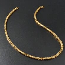 Thick 18K Gold-Plated Stainless Steel Men Emperor Necklace With Hip-Hop Style For Daily Wear - Gold - View 4