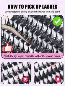216 Clusters D Curl Spiky False Eyelash Clusters, Dramatic Voluminous Lightweight Spiky Single Cluster Eyelashes, Soft Reusable DIY Eyelash Extension Kit, Suitable For Daily, Date, Party, Photo And Nightclub - D - View 7