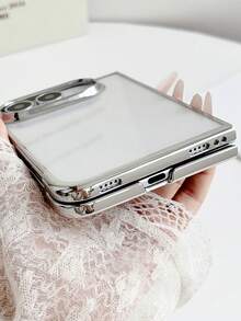 Luxury Electroplating Clear Translucent Phone Case Compatible With IPhone 18 Duo Ultra Fold Protective Back Cover - Silver - View 5