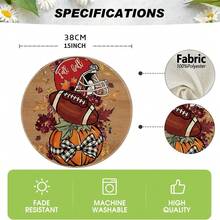 1/4/6pcs Autumn Collection American Football & Pumpkin Hand-Painted Pattern Placemats, Polyester Fiber, Suitable For Home Kitchen Table Decoration And Party Scene Decor - Multicolor - View 7