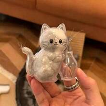 1pc Cat Whisker Collector, Cat Vase Fridge Magnet, Kitten Pushing Bottle Acrylic Magnetic Fridge Magnet, Cat Souvenir, Funny Little Gift For Friends - one-size - View 4