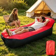 1pc Outdoor Slouchy Inflatable Sofa Single Person Portable Inflatable Bed Camping Foldable Air Sofa Beach Nap Lounge Chair - Multicolor - View 5