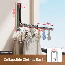 1pc Over-The-Door Folding Drying Rack, Heavy Duty Space-Saving Clothes Storage Rack, Suitable For Clothes, Towels, Hats, Essential For Travel, Home, Apartment, Dorm, College Students - Multicolor - View 14