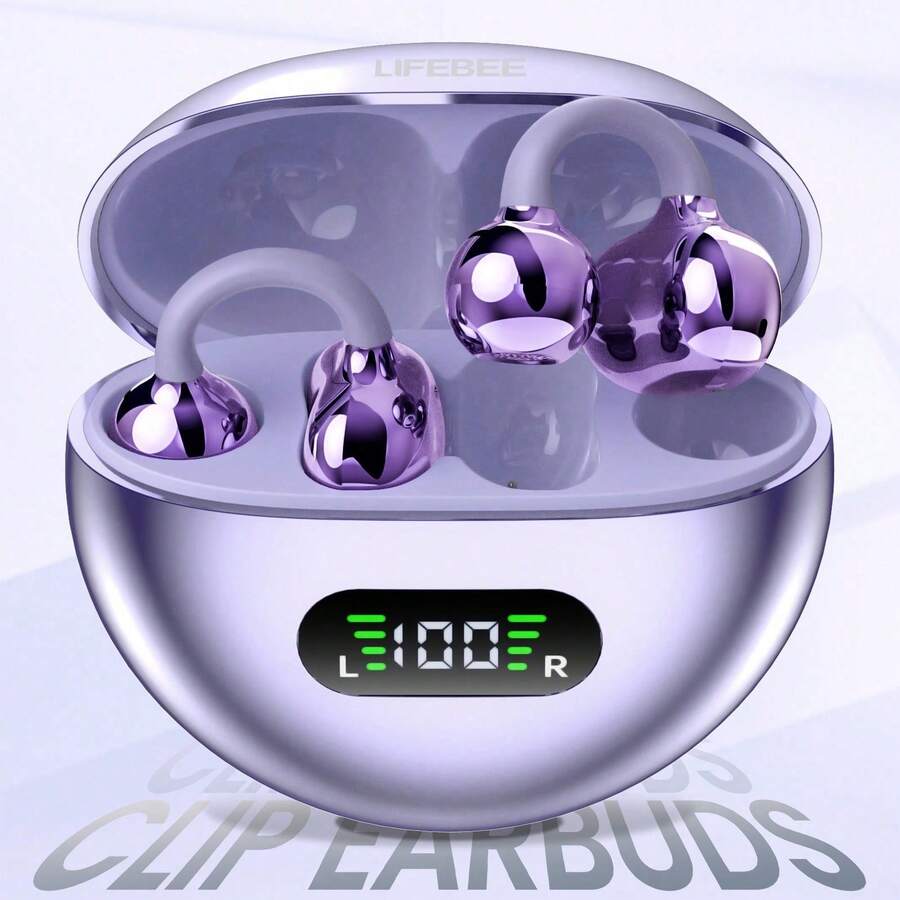 Wireless 5.4 Open-Ear Earbuds, Wireless Clip-On Earphones, LED Battery Display, Touch Control, Open-Ear Design Wireless Headphones, Suitable For Sports And Running