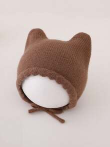 1pc Autumn/Winter Baby Hat Cute Cat Ears Warm Knitted Earflap Hat - 1PC - View 6
